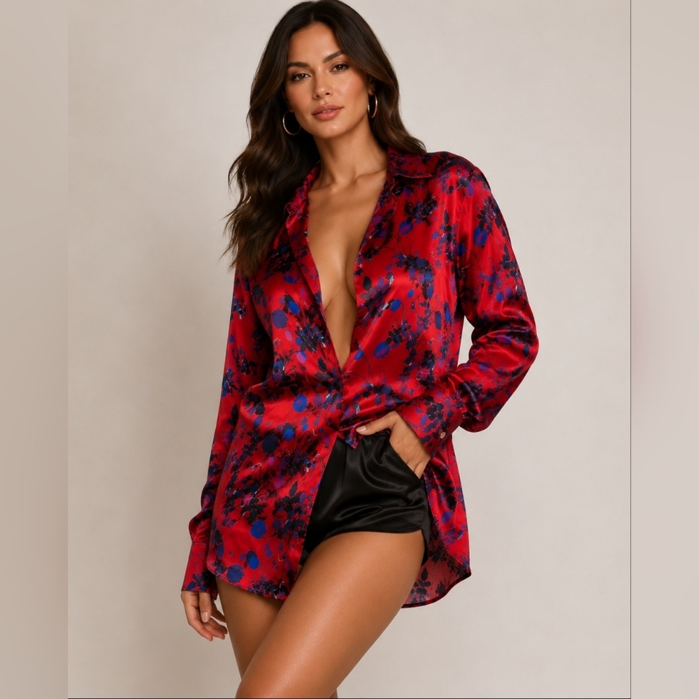 Valambert Jams Italy Silk Red Shirt